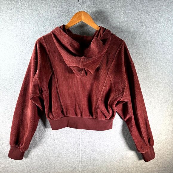 Daily Practice‎ by Anthropologie Cropped Hoodie Women's Small Maroon Corduroy - Picture 5 of 8